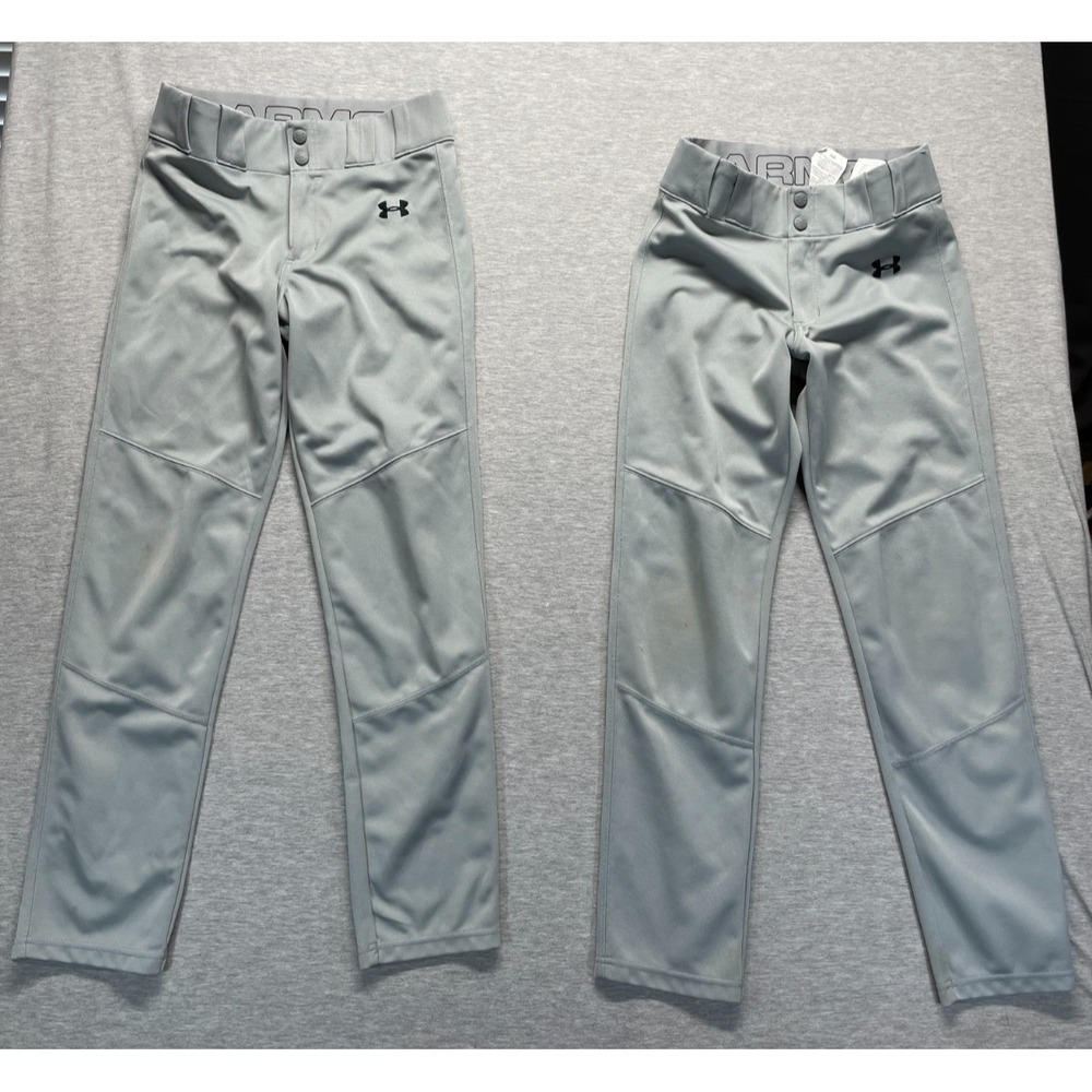 Under Armour HeatGear Utility Baseball Pants Boys Large Gray Loose Fit Lot Of 2